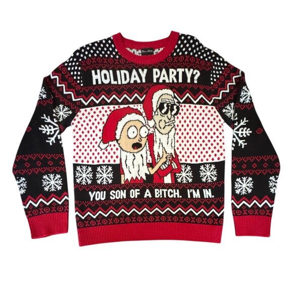 Rick and Morty Holiday Party Son of B I'm In Ugly Christmas Sweater Mens Sz M - Picture 2 of 6